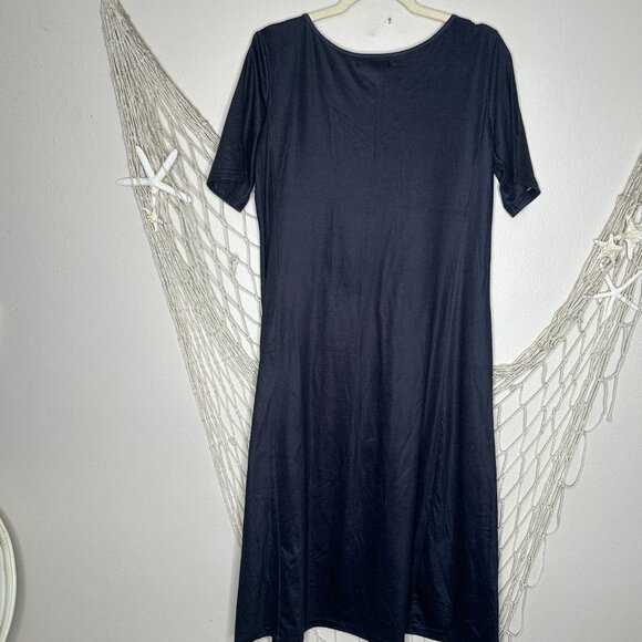 MISLOOK Charcoal Grey and Tan Short Sleeve Midi Sheath Dress L - Picture 6 of 8